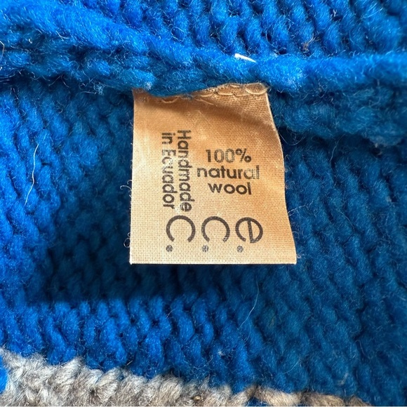 ECC Shark Sweater‎ 100% Wool Full Zip Youth 6 Blue Gray Ecuadorian Clothing Co - Picture 6 of 11